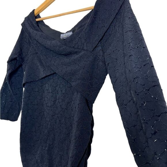 A Pea In The Pod Maternity Dress Black Floral Sz M - Picture 6 of 7